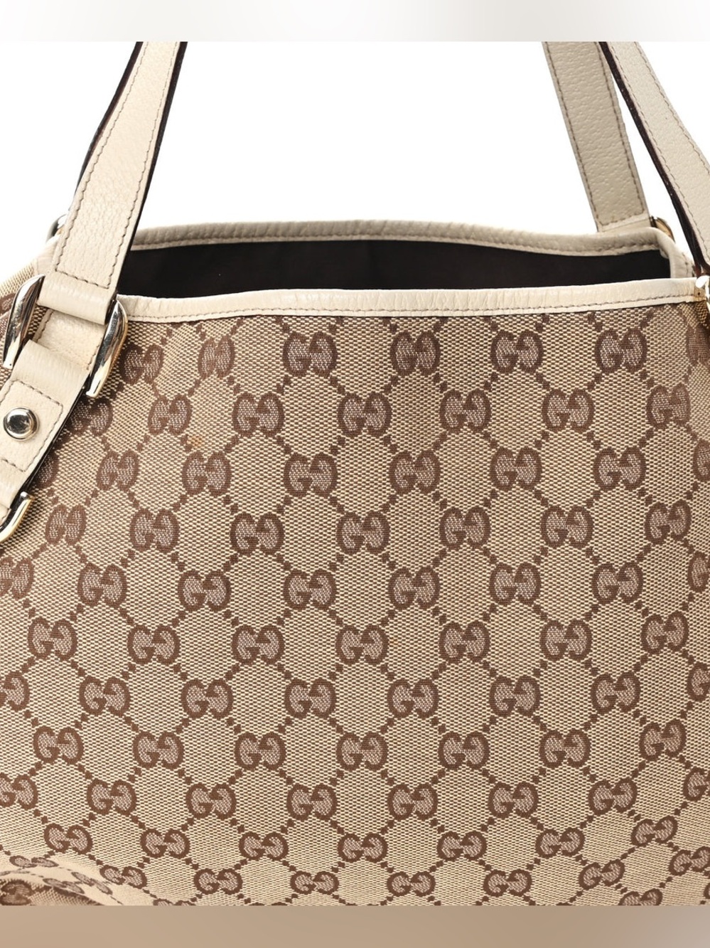G U C C I Monogram Medium Abbey Shoulder Bag Off White - Picture 7 of 13